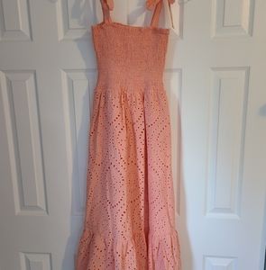 Pink Lily "Promise in my Heart" peach eyelet dress